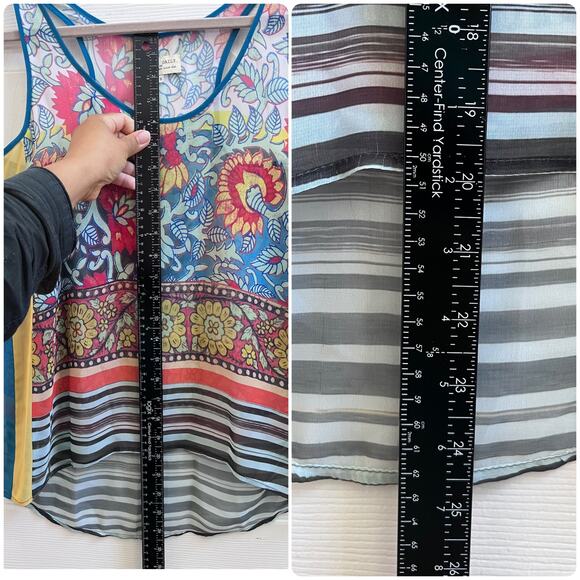 Dream Daily Anthropologie Print Semi Sheer Racerback Tank Top Size Small - Picture 6 of 8
